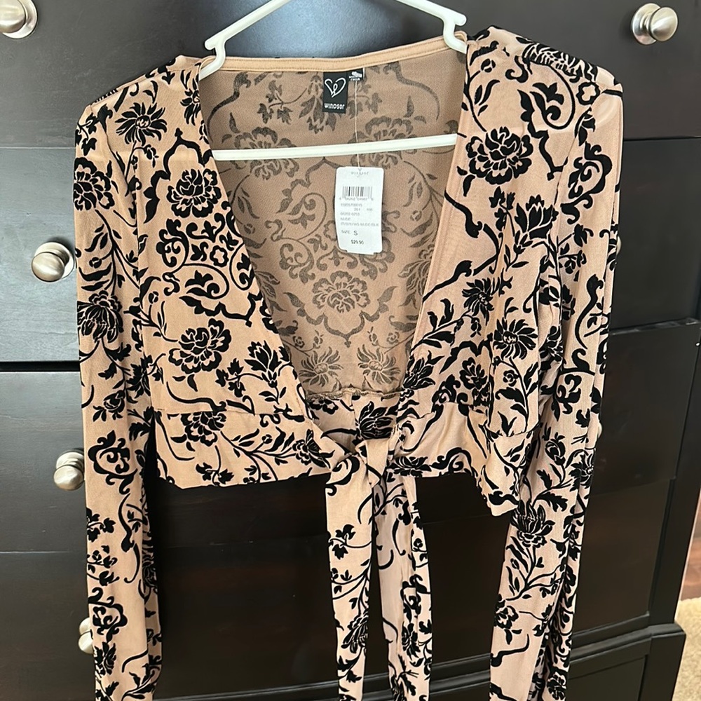 Embroidered Black/Tan Shawl Wrap